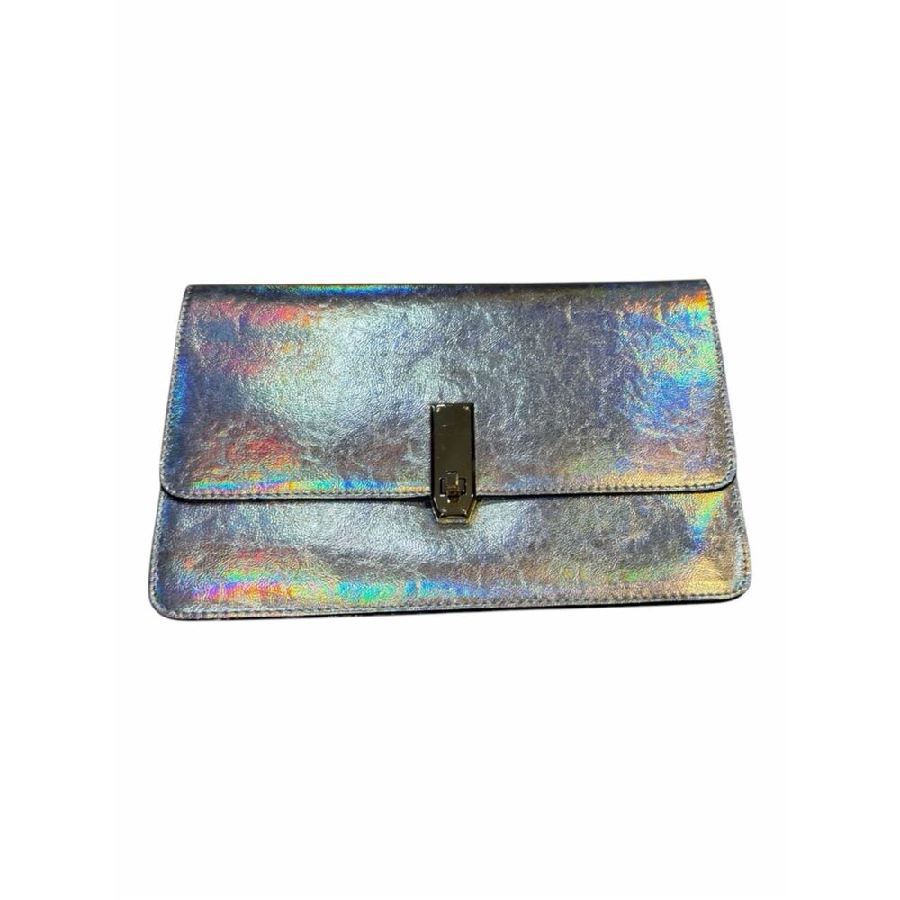 Express Holographic Silver Metallic Clutch